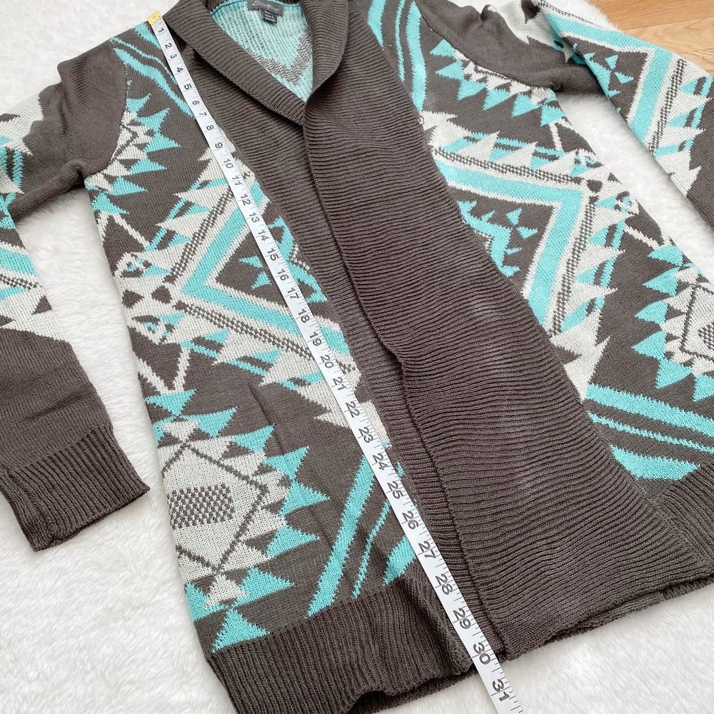 Eddie Bauer, NWOT, Women's Aztec Lightweight Open Cardigan, Teal/Brown, Large - Picture 7 of 9